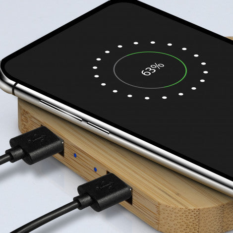 Bamboo Wireless Fast Charging Hub - Custom Promotional Product