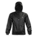 Swiss Peak Urban Windbreaker - A black windbreaker jacket with a hood, featuring a zip front and side pockets. It has a logo on the chest.
