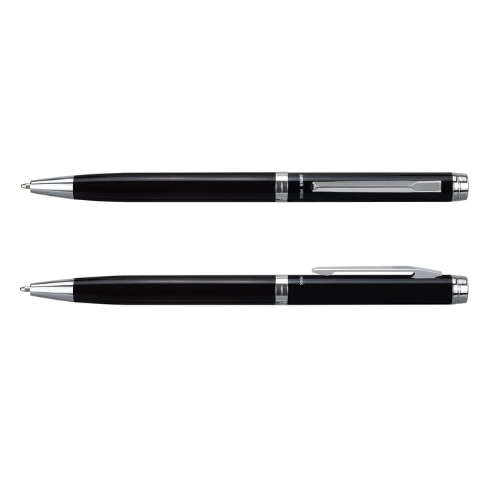 Swiss Peak Luzern Pen and Pencil Set - A black pen and pencil set featuring a sleek design with silver accents and a logo.