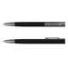 SPICE Slide Pen - A black metal pen with a sleek silver clip and tip, featuring a modern design. It includes a logo on the body.