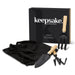 Keepsake Gardeners Set - A black gardening set featuring a trowel, hand rake, and a storage bag with wooden handles, packaged in a sleek box.