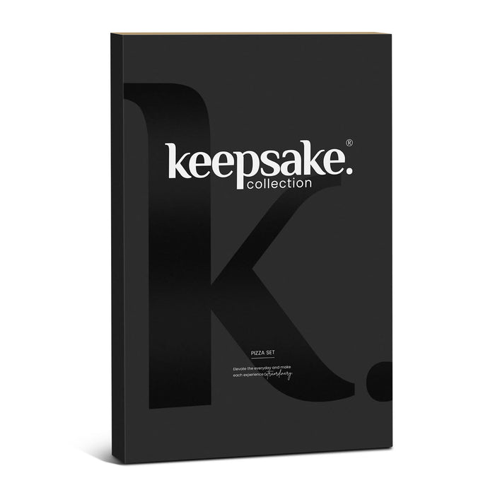 Keepsake Pizza Set - A black promotional box featuring the Keepsake logo and the title "Pizza Set" in a sleek design.