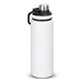 Solana Bottle - A drink bottle in white, featuring a black lid and handle. It has a shiny silver cap and a minimalist design.