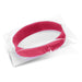 Kids Silicone Wrist Band - Embossed - A red silicone wristband in a clear plastic packaging, featuring an embossed design and a logo.