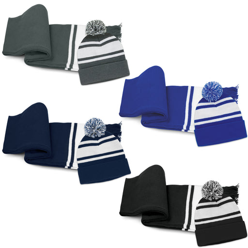 Commodore Scarf and Beanie with Pom Pom Set - Custom Promotional Product