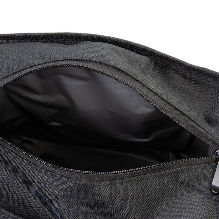 Oceana Recycled Cooler Bag - A black cooler bag with a zippered opening, revealing a spacious, insulated interior.