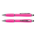 Vistro Stylus Pen - Colour Match - A pink stylus pen with a shiny silver clip and detailing, featuring a dual-tip design.