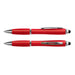 Vistro Stylus Pen - Colour Match - A red stylus pen set featuring a sleek design with chrome accents and a branding logo.