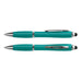 Vistro Stylus Pen - Colour Match - A stylus pen in a vibrant teal colour, featuring a sleek design and a silver clip. It has a logo on the body.