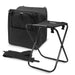 Vermont Cooler Seat - A black cooler seat with a foldable frame and a matching storage bag featuring pockets and a strap.
