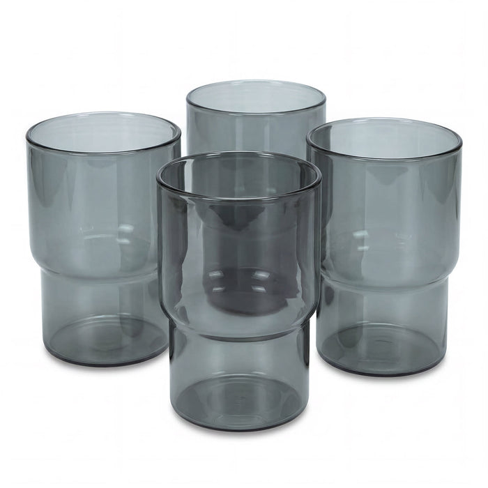 Keepsake Arlo Tumblers - Set of 4 - A set of four grey tumblers with a modern design, featuring a smooth finish and a subtle round shape.