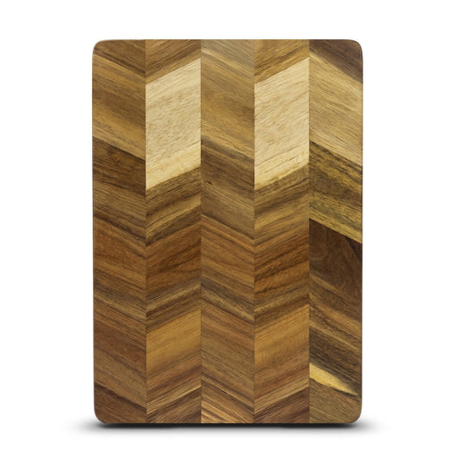 Keepsake Chopping Board - A rectangular chopping board featuring a chevron pattern in various shades of brown wood.
