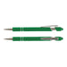 Prime Stylus Pen - A green stylus pen with chrome accents and a cap, displayed in two positions. It features a logo.