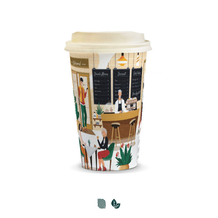 Compostable Paper Coffee Cup with Lid - 350ml - Custom Promotional Product
