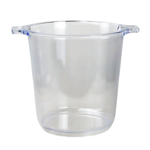 Alpine Ice Bucket - A clear plastic ice bucket with sturdy handles, featuring a smooth, translucent design.
