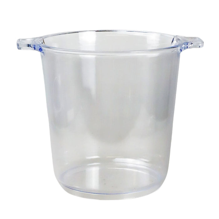 Alpine Ice Bucket - A clear plastic ice bucket with sturdy handles, featuring a smooth, translucent design.