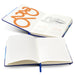 Ashbury Full Colour Notebook - A full colour notebook with a blue cover featuring illustrated pages and a calendar layout. It has a logo on the cover.
