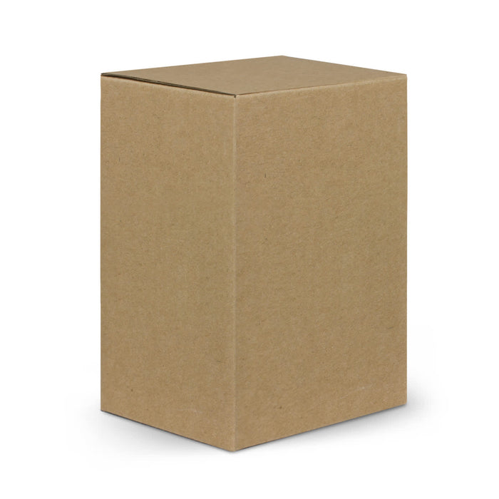 Corsica Coffee Cup - A plain brown cardboard box with a rectangular shape and no visible markings.