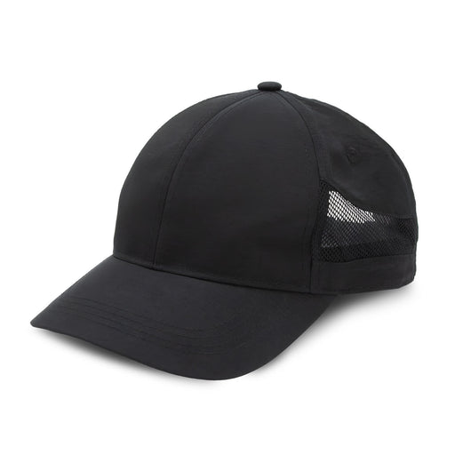 Pulse Sports Cap - A black sports cap with a breathable mesh panel on the side and a curved brim. It features a logo.