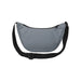 Byron Recycled Waist Bag 1.5L - A grey recycled waist bag with a zip closure and an adjustable black strap. It features a logo.