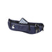 Varyon GRS Recycled Running Waist Pack - A navy running waist pack featuring a zippered compartment with a smartphone and keys inside. It has a logo.