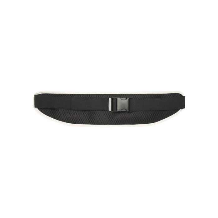 Varyon GRS Recycled Running Waist Pack - A black recycled running waist pack with a mesh design and a plastic buckle for fastening. It features a logo.