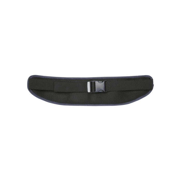 Varyon GRS Recycled Running Waist Pack - A grey running waist pack with a black strap and a buckle, featuring a mesh design. It has a logo on it.