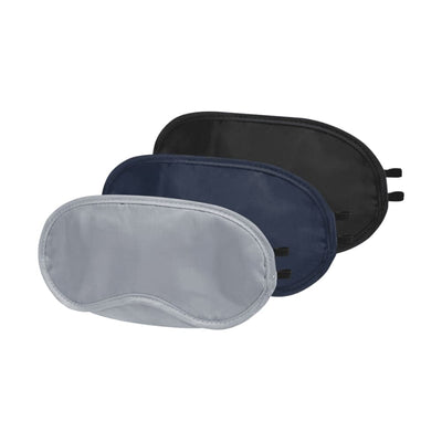 Traveler Eye Mask - Three eye masks in grey, navy, and black, featuring a simple design and elastic straps for a secure fit.
