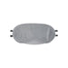 Traveler Eye Mask - A grey eye mask with black straps, designed for travel comfort, featuring a branding logo.