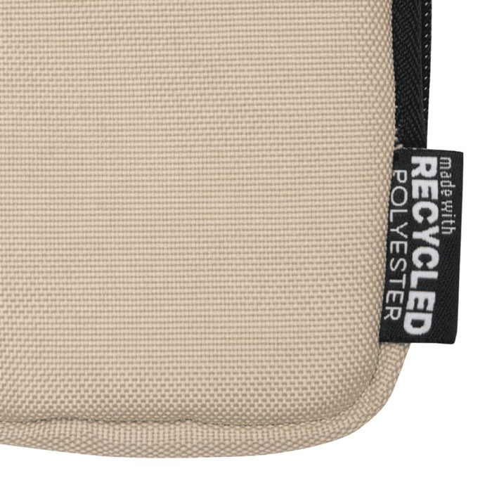 Byron Clip & Go GRS Recycled Small Pouch 0.2L - A beige small pouch made with recycled polyester, featuring a zipper and a branding label.