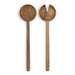 Keepsake Luca Salad Servers - A set of wooden salad servers featuring a round spoon and a forked serving piece, both with long handles.