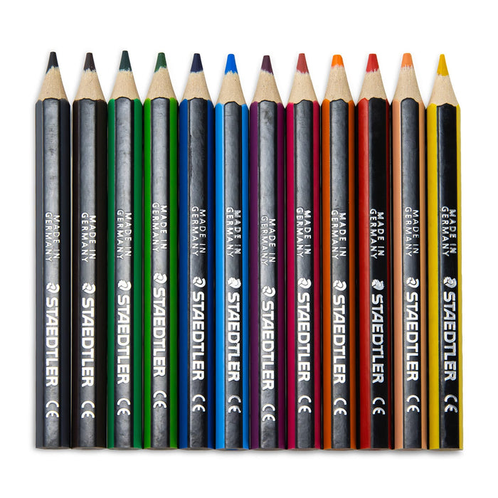 Staedtler Colouring Pencil Set of 12 - A set of 12 Staedtler colouring pencils in various colours, neatly aligned with branding visible.