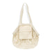 Cotton Mesh Foldaway Tote Bag - Small - A small cotton mesh tote bag in cream colour with a solid front pocket and shoulder straps. It has a logo.