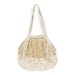 Cotton Mesh Foldaway Tote Bag - Small - A small cotton mesh tote bag in a natural beige colour, featuring a woven design and a single shoulder strap.