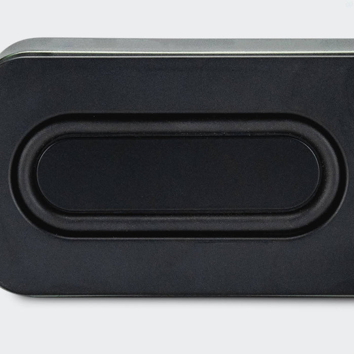Swiss Peak 10W Bass Speaker - A rectangular black bass speaker featuring a smooth surface and a central oval design element.