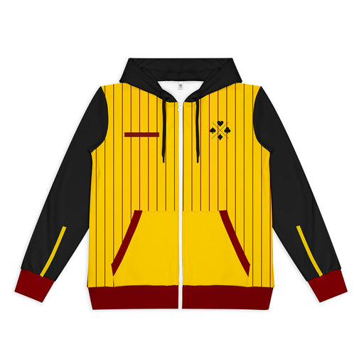 Custom Women's Active Zipped Hoodie - A zipped hoodie featuring a yellow and black colour scheme with striped detailing and a logo.