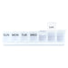 Weekly Pill Organiser - A weekly pill organiser in clear plastic with compartments labelled for each day of the week.