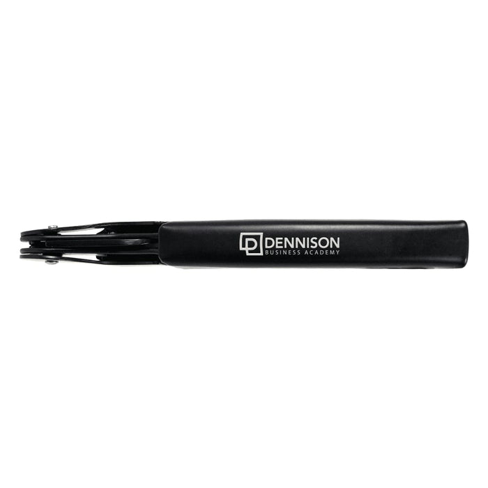 Premium Wine Waiters Knife - A black premium wine waiters knife featuring a branding logo, showcasing its sleek design and functionality.