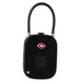 Atlas TSA Lock - A black TSA lock with a metal shackle and a logo on the front.