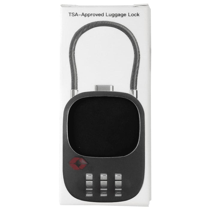 Atlas TSA Lock - A TSA-approved luggage lock in black, featuring a logo and a combination dial, packaged in a simple box.
