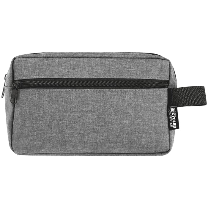 Stationary Essentials Pack - A grey toiletry bag with a zipper and a handle, featuring a small logo on the side.
