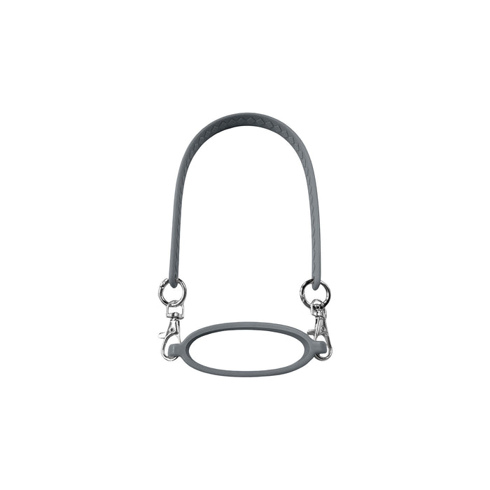 Silicone Cup Carry Strap - A drink bottle carry strap in grey silicone with metal clips for attaching to bottles.