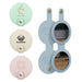 Round Folding Pocket Mirror - A round folding pocket mirror in pastel colours, featuring a logo on one side and mirrors on both sides.