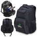 Fortress Laptop Backpack - A black laptop backpack featuring multiple compartments and pockets, including side mesh pockets and a logo.