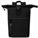 Resi Plus Rectangle Keychain - A black roll-top backpack with a front zip pocket and adjustable straps. It features a sturdy handle on top.
