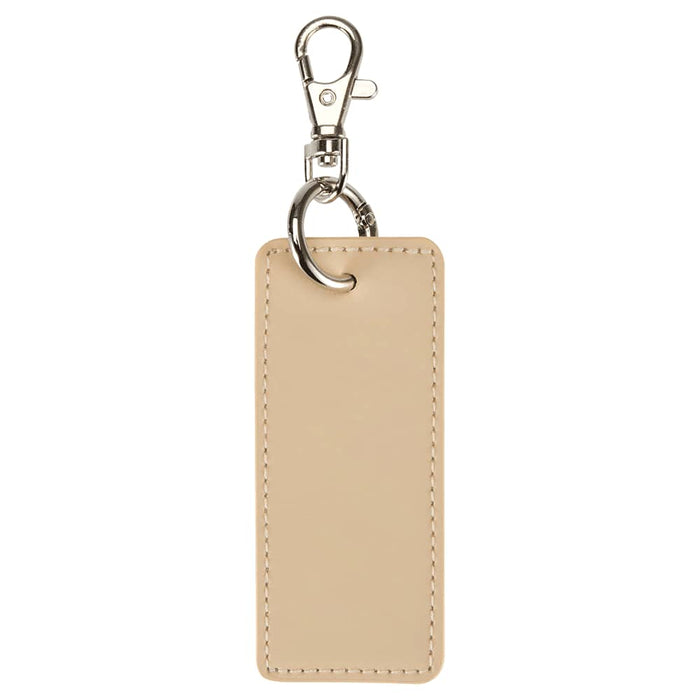 Resi Plus Rectangle Keychain - A rectangular keychain in a light beige colour with metal clip and keyring, featuring a simple, sleek design.