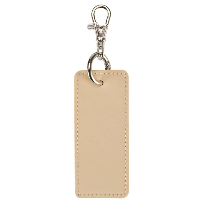 Resi Plus Rectangle Keychain - A rectangular keychain in a beige colour with a silver clip and keyring. Features a smooth texture.