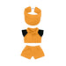 Plush Doll Racing Suit Set (15–17cm Doll) - A plush doll racing suit set in bright yellow, including a visor, shirt with black sleeves, and matching shorts.