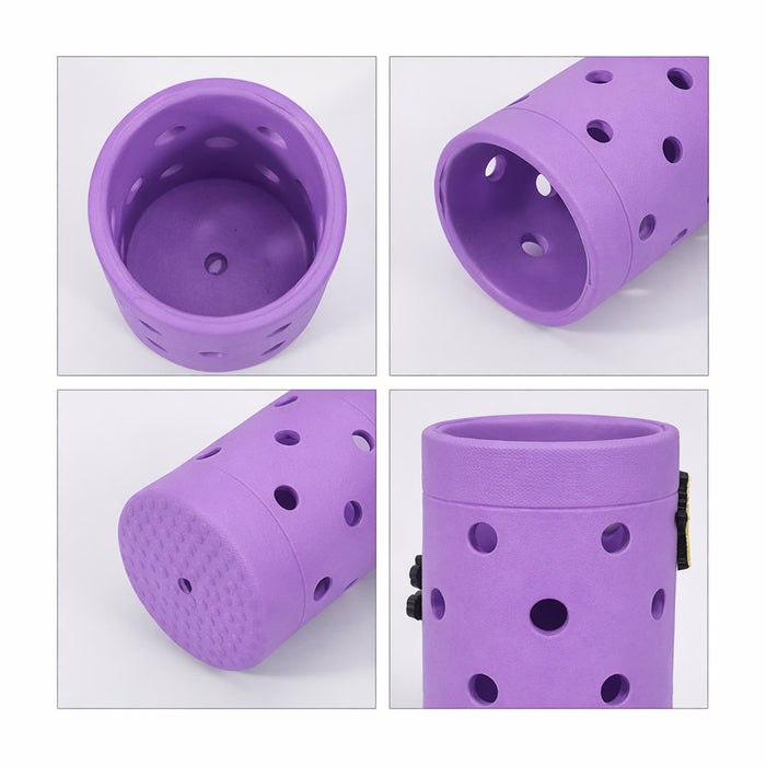 EVA Holes Stubby Holder - A drink holder in purple, featuring multiple holes and a textured base, with a small logo on the side.