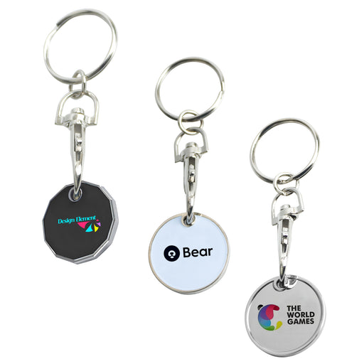 Printed Trolley Coin Keyring - Custom Promotional Product